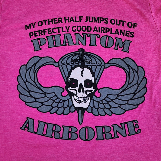 "My Other Half Jumps" Woman's Pink Fitted Tee